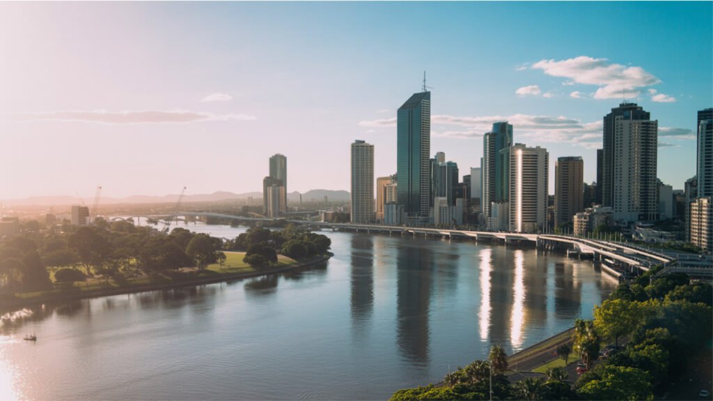 Brisbane skyline and river view with city landmarks