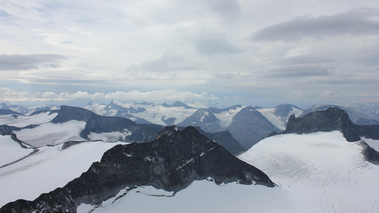 Arial view from galdhøpiggen - Norway's highest peak