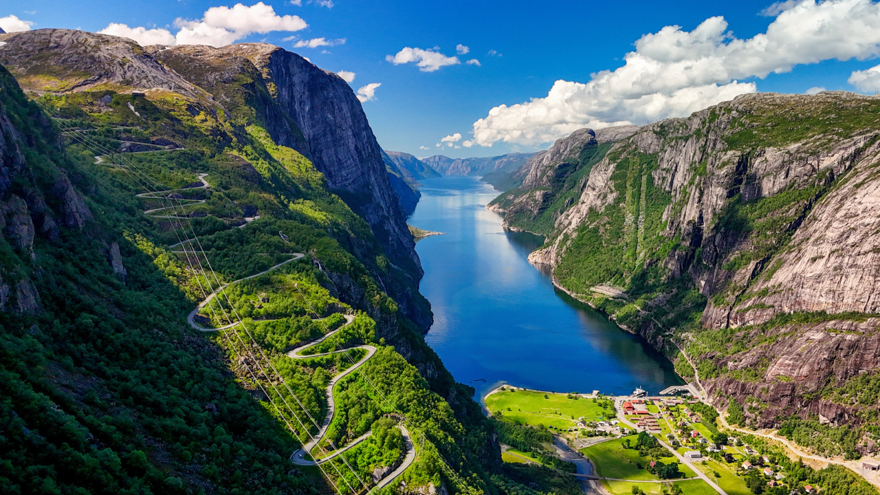 Aerial View of the Lysefjord in Norway