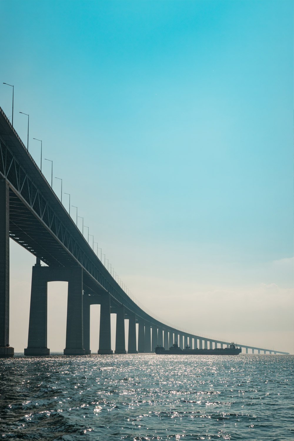 Öresund Bridge connecting Sweden and Denmark over the strait