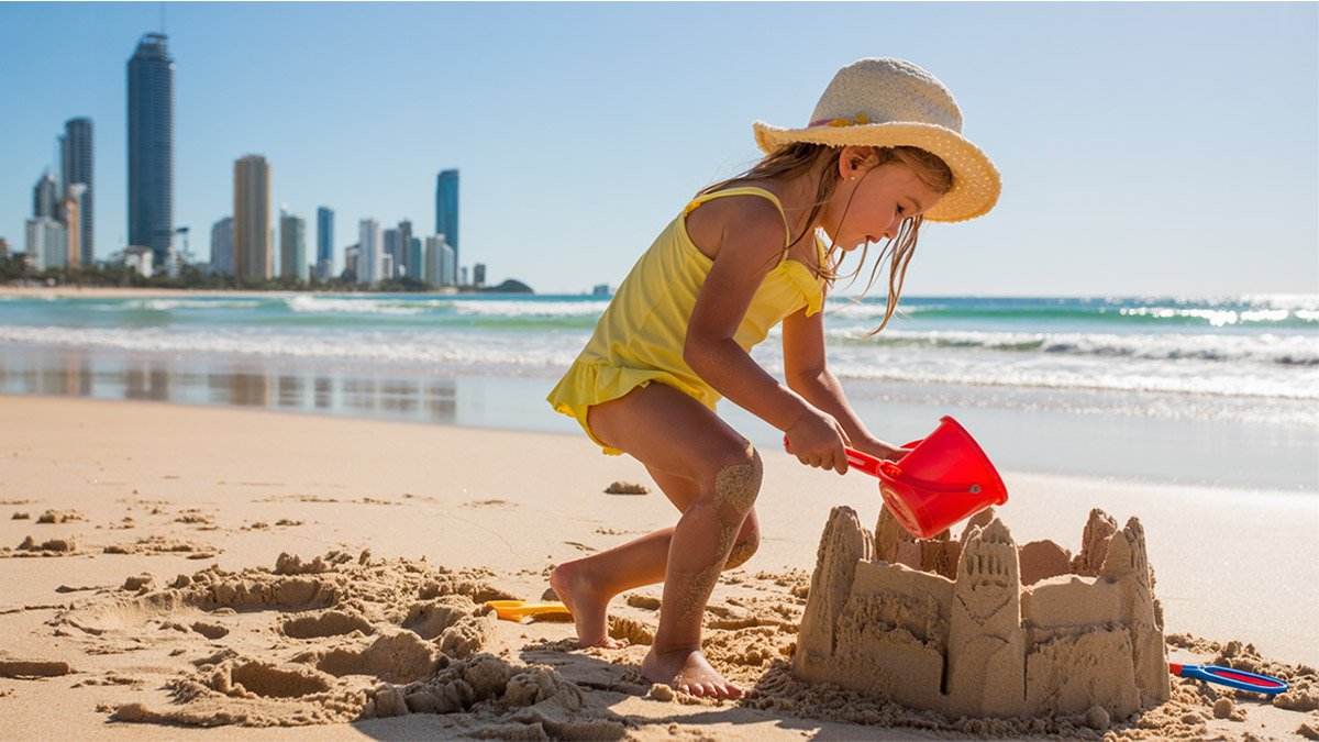 Surfers Paradise Beach, a vibrant and popular destination on the Gold Coast, offering stunning views and exciting beach activities, as featured on Pathfinders Travel.