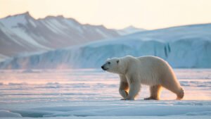 Svalbard Arctic wilderness with polar bears, glaciers, and the midnight sun in a breathtaking landscape.