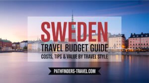 Sweden travel budget guide featured image with Stockholm waterfront at sunset, highlighting affordable trip planning tips