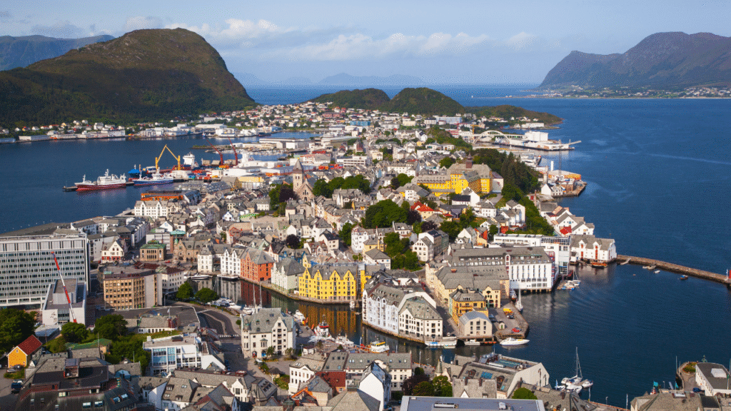 view of Alesund from Fjellstua viewpoint, Norway