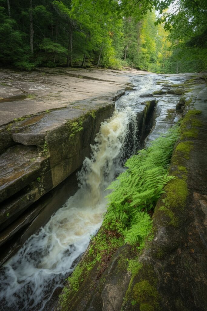 Whitefish Falls on Manitoulin Island surrounded by limestone cliffs and forest – a must-see attraction in Ontario’s hidden gems travel guide