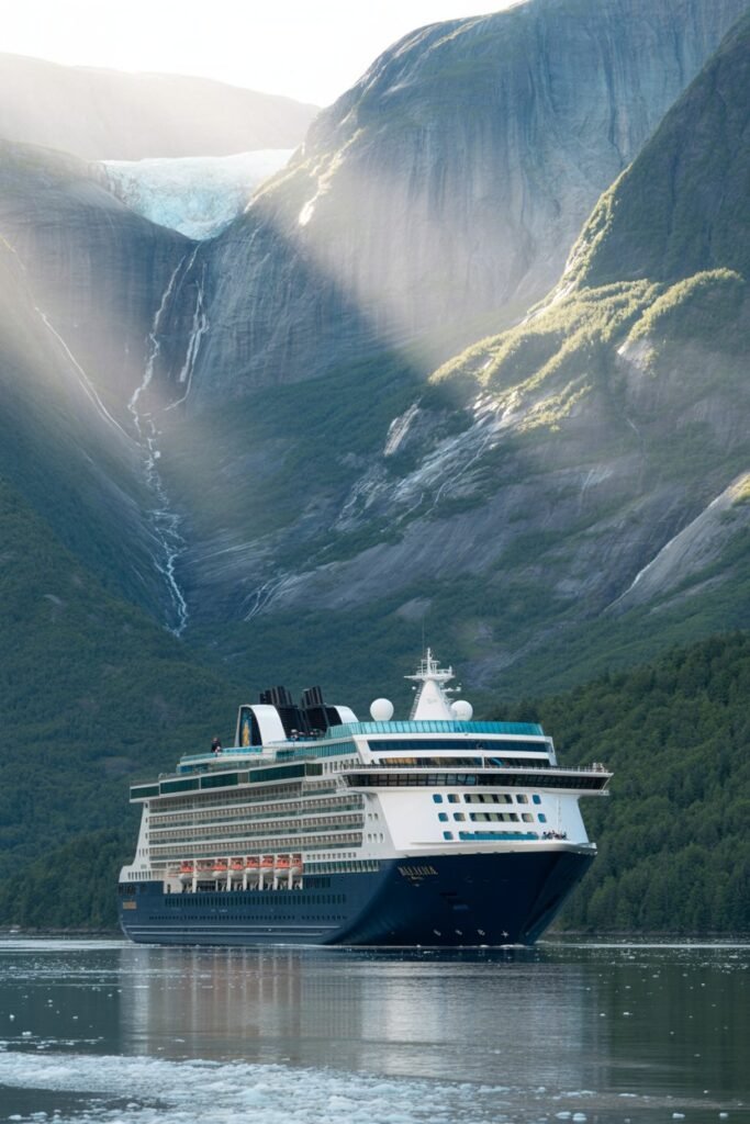 Alaska cruise and land vacation package in a scenic fjord highlighting affordable Alaska travel and vacation cost options with Pathfinders Travel