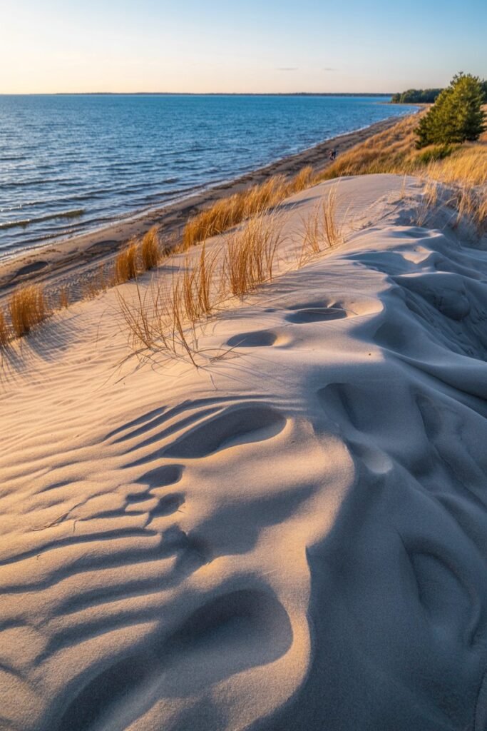 Sandbanks Provincial Park Ontario freshwater sand dunes, featuring towering golden dunes and blue Lake Ontario, part of Pathfinders Travel’s guide to Ontario's natural wonders.