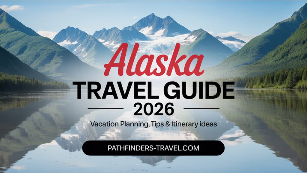 Alaska travel guide 2026 featured image showcasing glaciers, mountains, and wilderness scenery for Pathfinders Travel blog