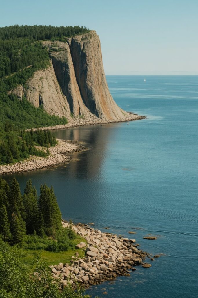 High Coast Sweden UNESCO geological cliffs rising from the Baltic Sea, showcasing dramatic landscapes and hiking views