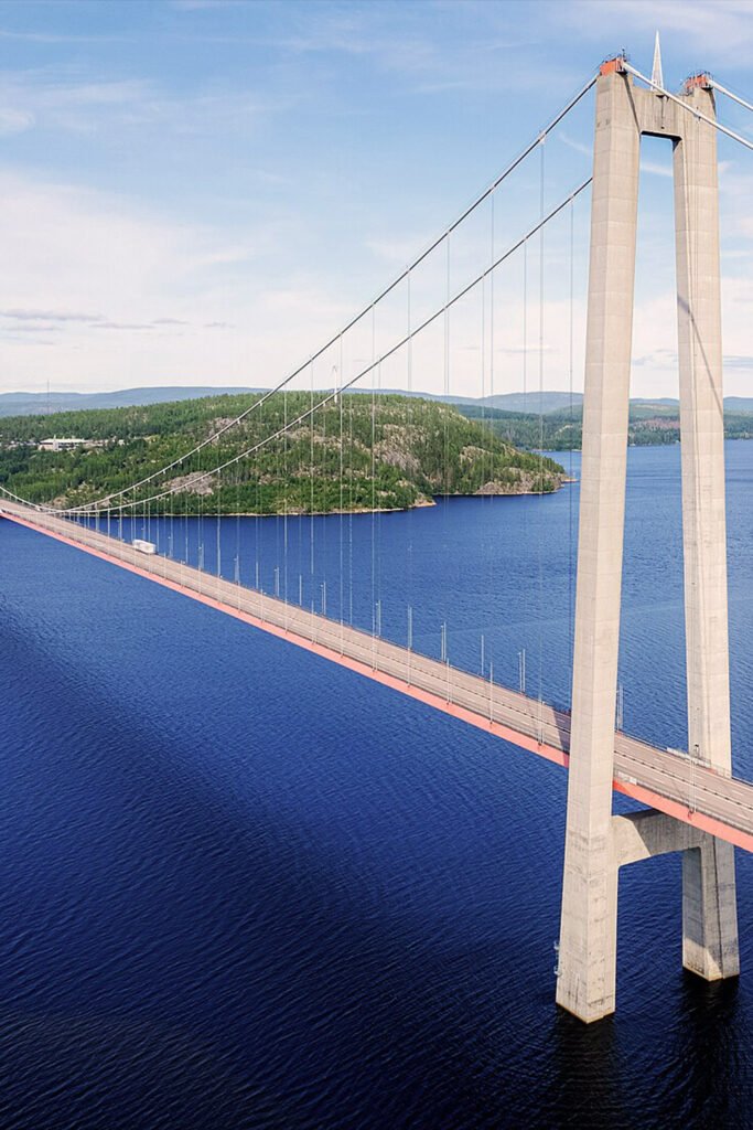Höga Kusten Bridge view over Sweden’s High Coast UNESCO site with Baltic Sea backdrop – Pathfinders Travel