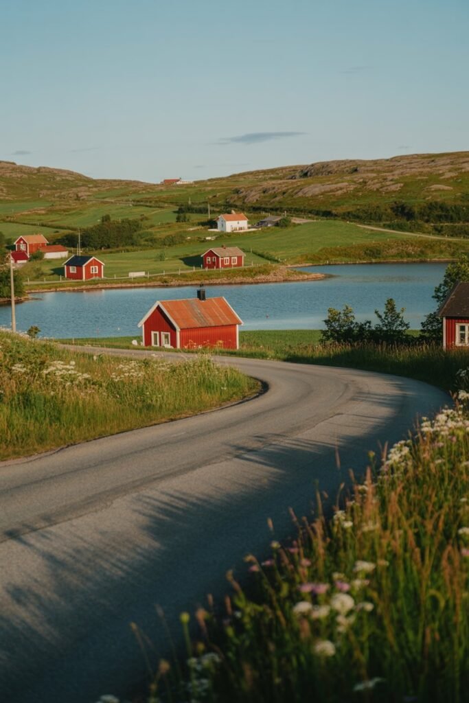 Nordingrå scenic drive in High Coast Sweden with rolling hills, lakes, and countryside views – Pathfinders Travel