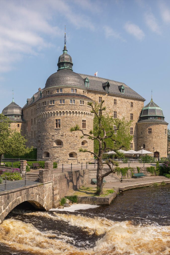 Örebro Castle Sweden with four towers silhouette, iconic medieval landmark featured in Pathfinders Travel guide to the best castles to visit in Sweden