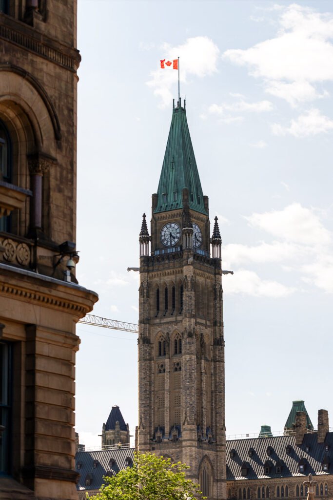 Ottawa Parliament Hill Gothic Revival architecture with Peace Tower and historic stonework, Canada travel blog Pathfinders Travel