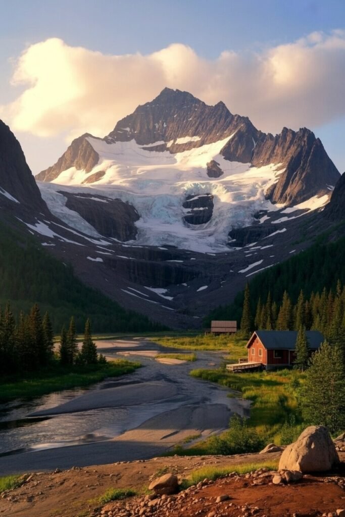 Palmer Alaska Hatcher Pass with Independence Mine historic gold mining site and mountain views