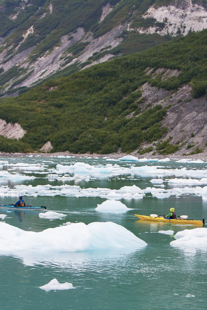 Tracy Arm Fjord Alaska Sawyer Glacier with blue icebergs and waterfalls travel itinerary 2026