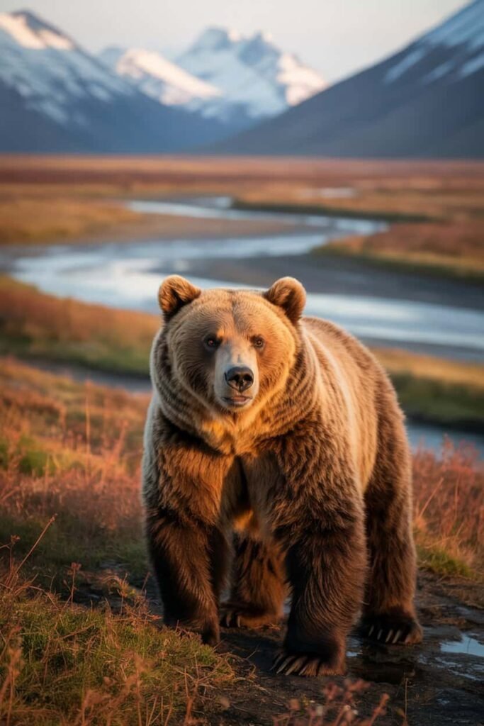 Grizzly bear, moose, caribou, wolf, and Dall sheep — the Big Five wildlife of Denali National Park, Alaska