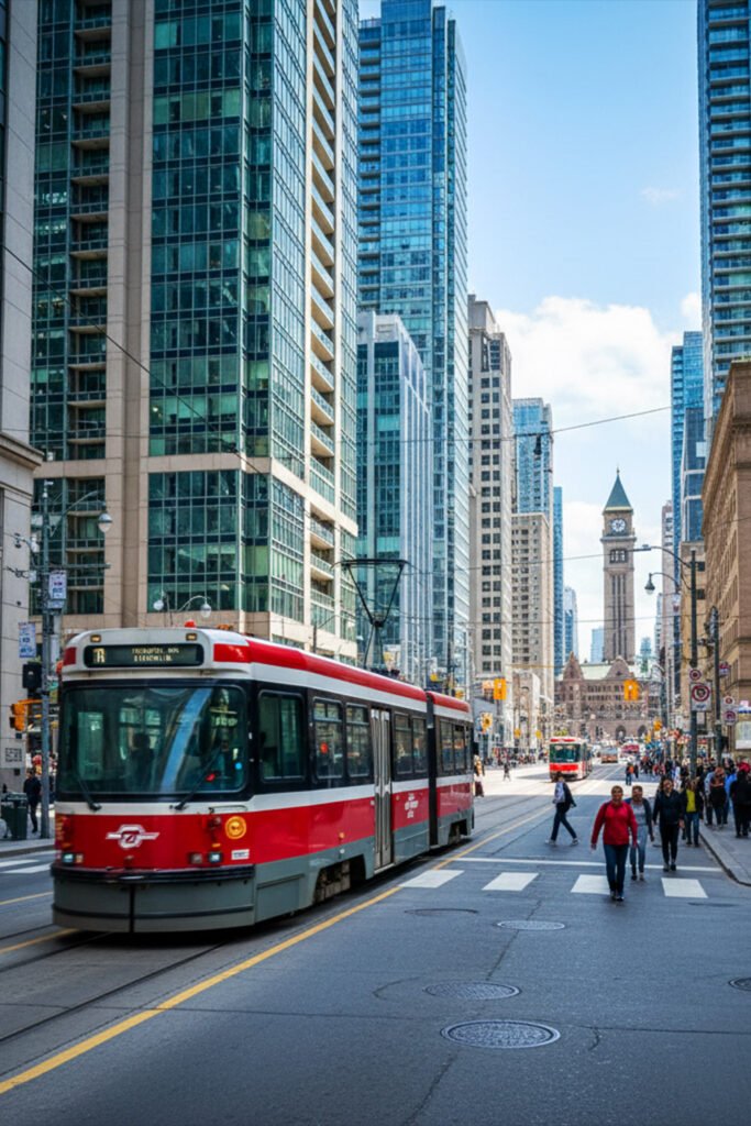 Toronto TTC streetcar on King Street connecting downtown attractions – Pathfinders Travel itinerary guide