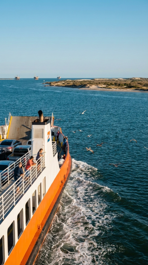 Port Aransas ferry crossing from Aransas Pass on the Texas coast