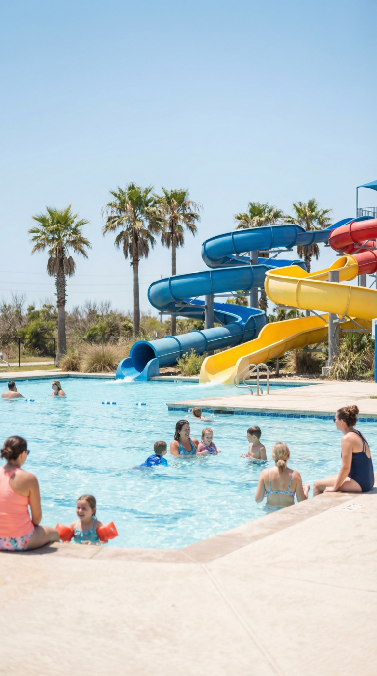 Aransas Pass Aquatic Center with water slides and swimming pools