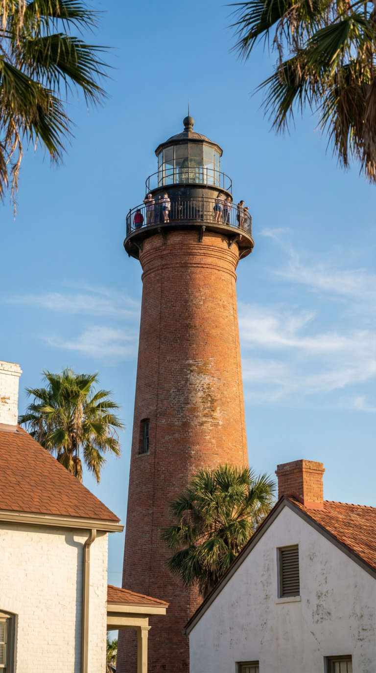 Port Isabel Lighthouse State Historic Site historic red brick tower in Texas