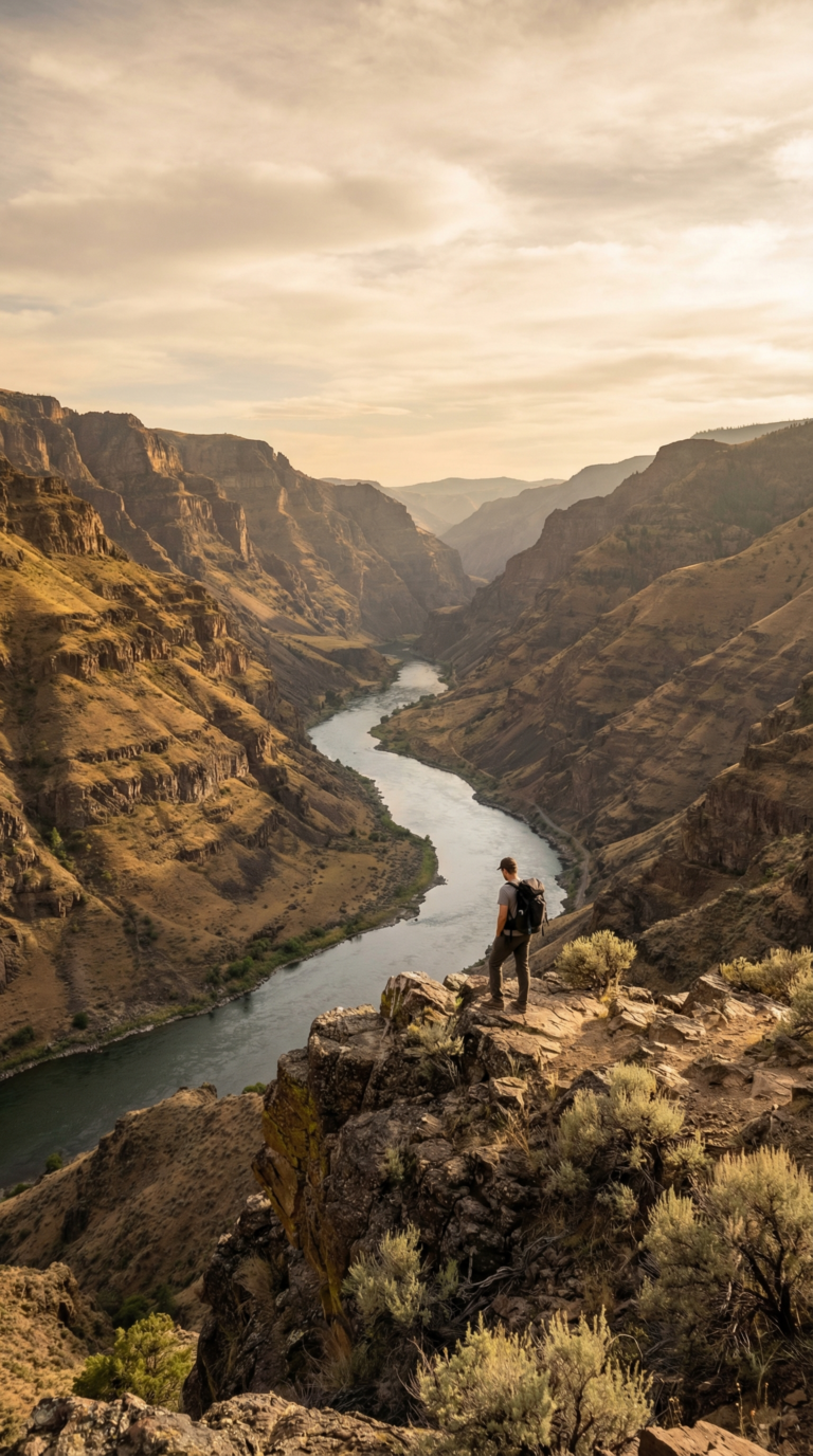Hells Canyon Oregon deepest gorge in North America with Snake River below