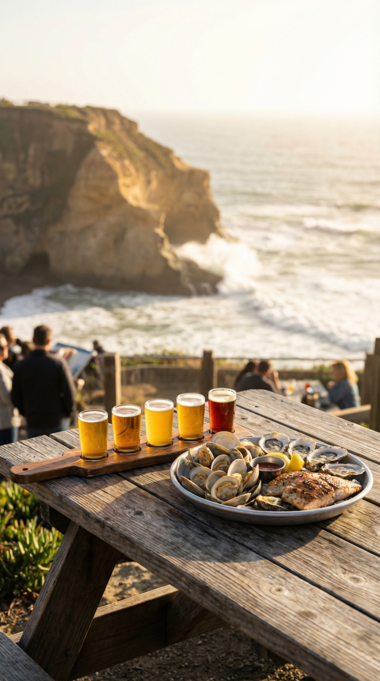 Fresh seafood and craft beer overlooking Cape Kiwanda beach