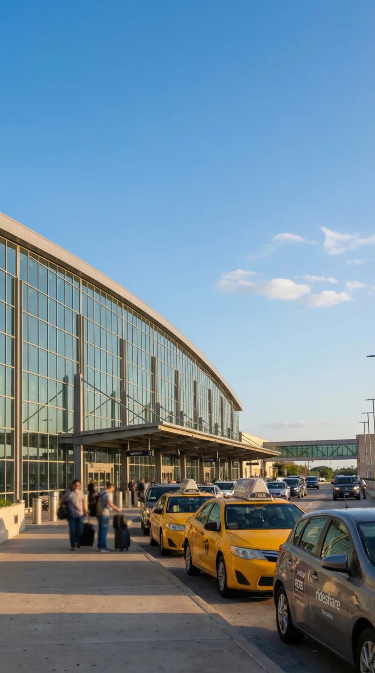 Austin-Bergstrom International Airport terminal with ground transportation area