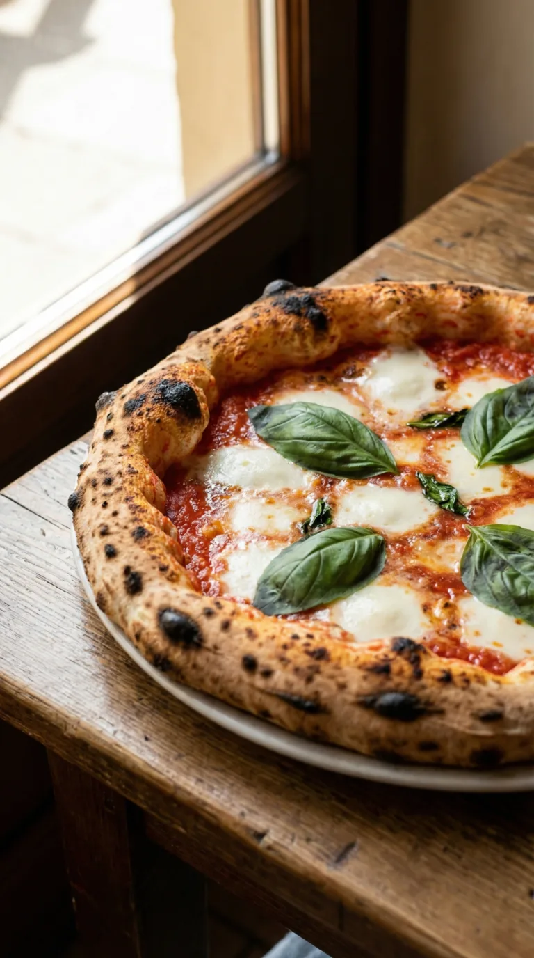 Authentic Neapolitan pizza margherita Naples Italy