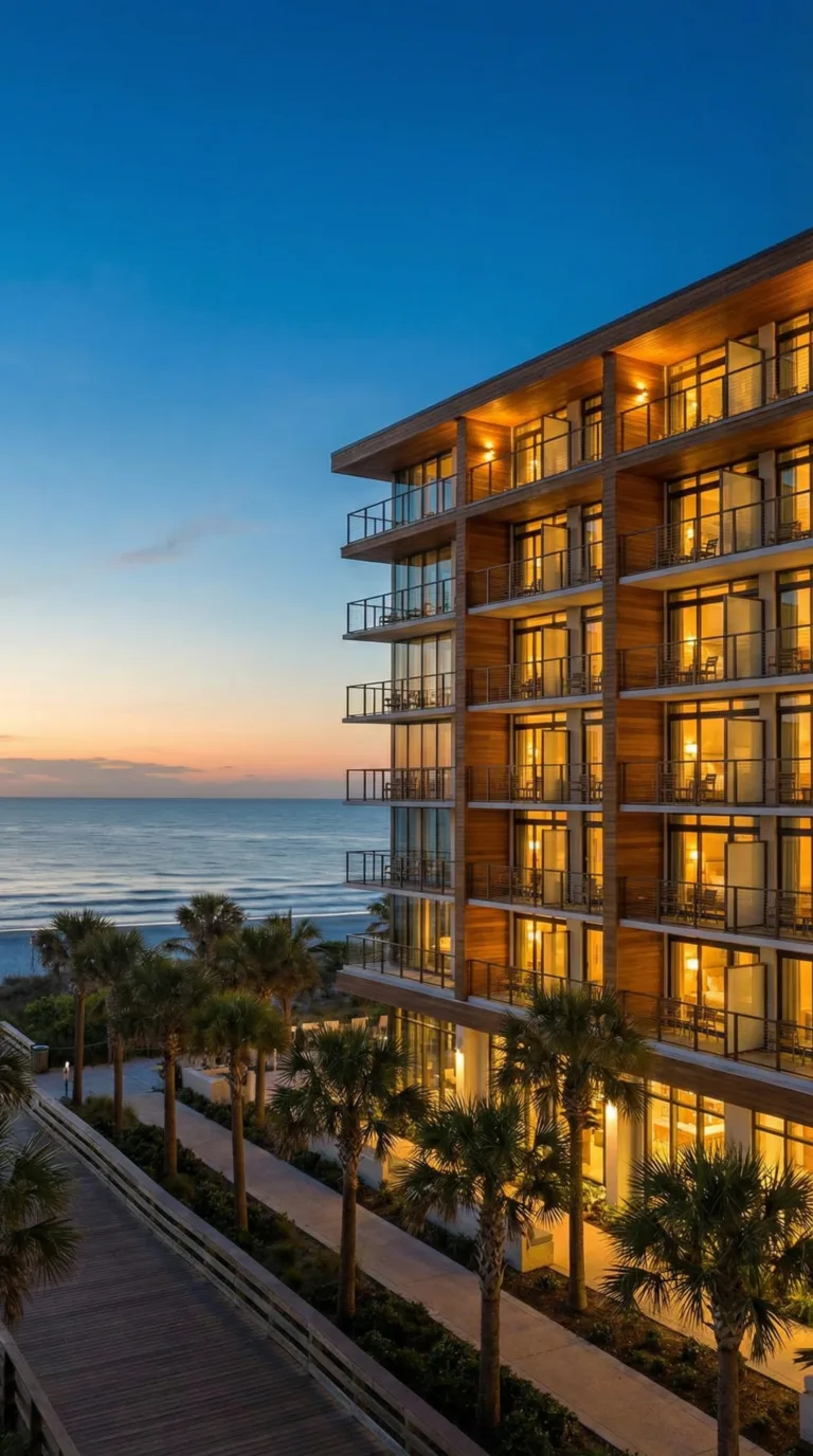 Beachfront hotel in Clearwater Beach near Honeymoon Island State Park at sunset