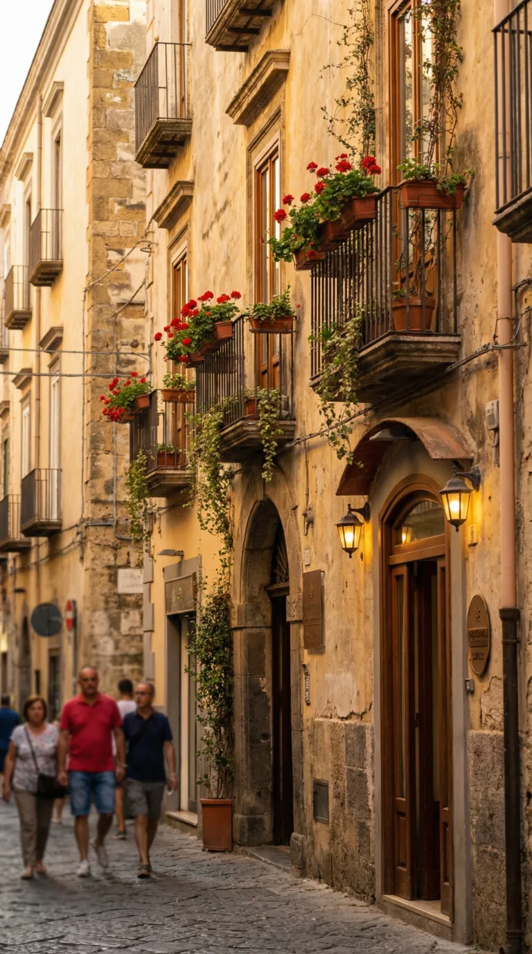 Boutique hotel in Naples Italy historic center at dusk