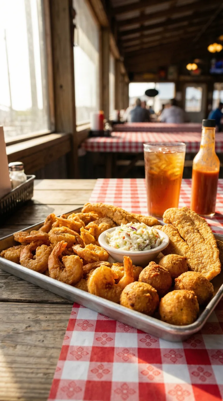 Fresh Gulf Coast seafood platter at Aransas Pass restaurant