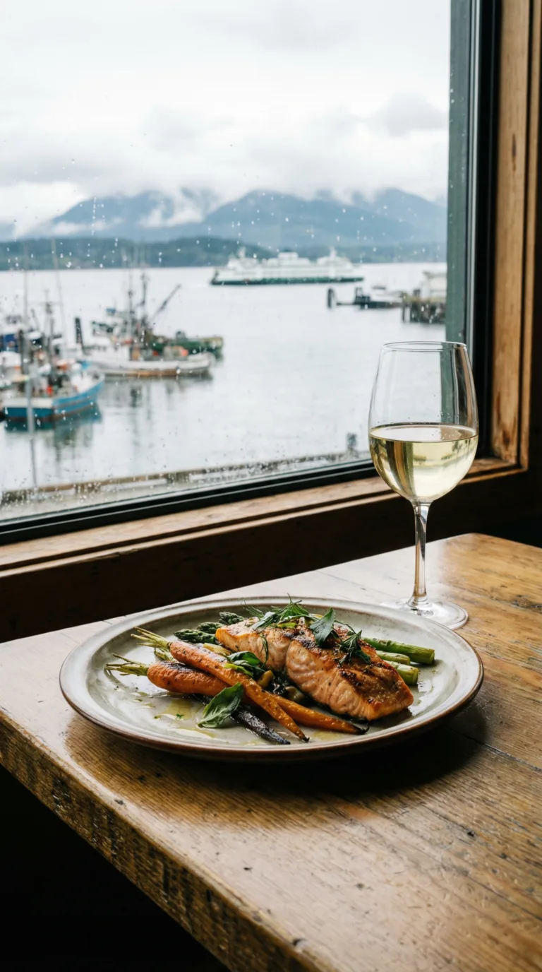 Fresh seafood dish at Bellingham waterfront restaurant with bay views
