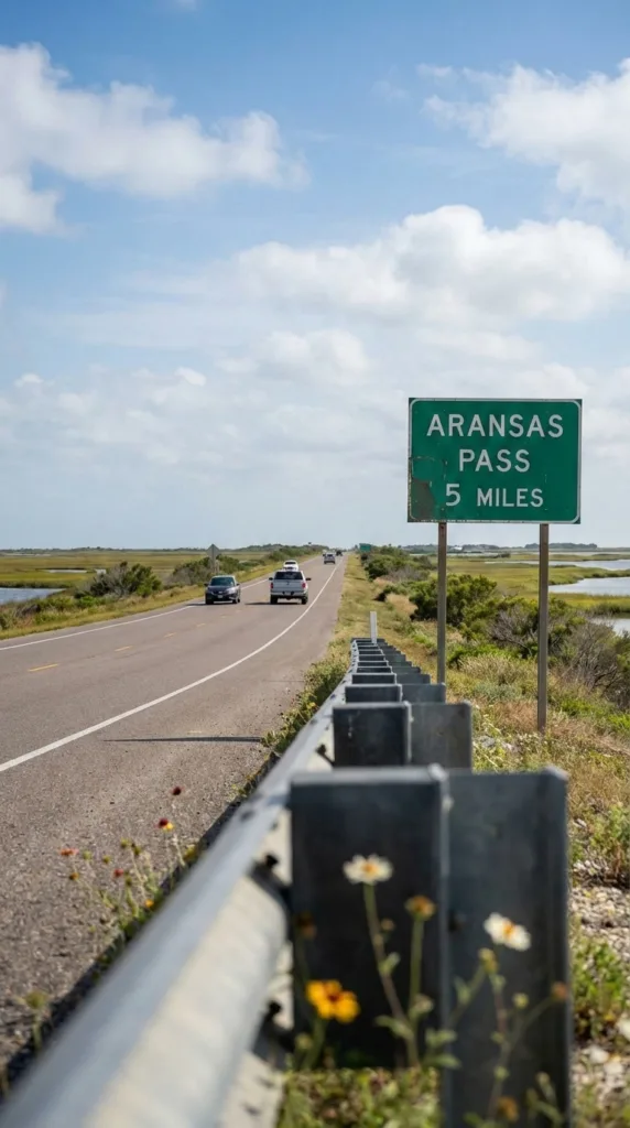 Highway 35 approaching Aransas Pass on the Texas coast