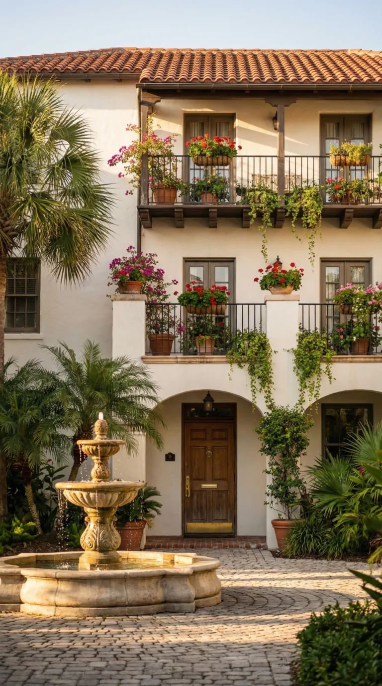 Historic boutique hotel with Spanish colonial architecture and courtyard in St. Augustine