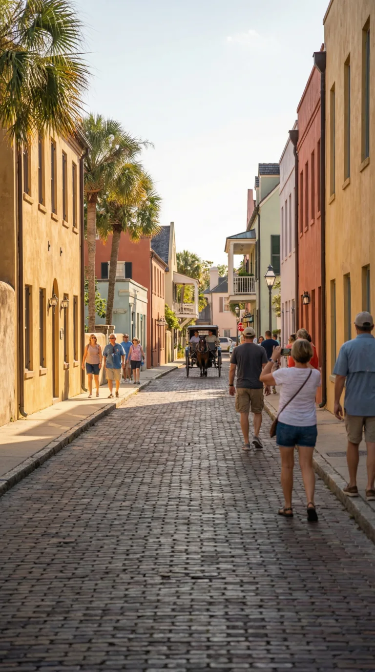 Historic St. Augustine street with Spanish colonial architecture and cobblestones