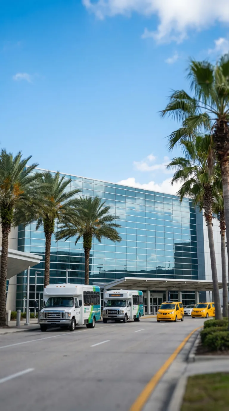 Jacksonville International Airport terminal building with palm trees