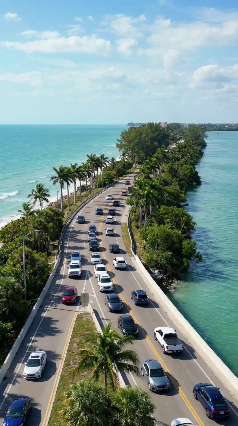 Marco Island bridge causeway connecting to mainland Florida over turquoise waters