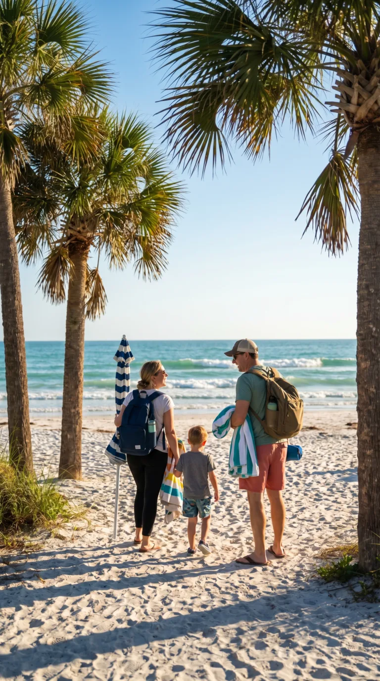 Perfect beach weather with families enjoying St. Petersburg Florida Gulf Coast