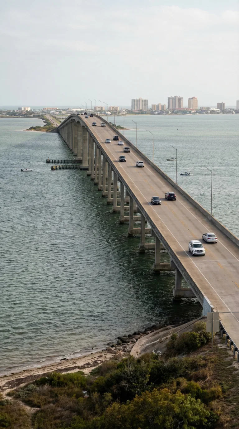 Queen Isabella Causeway bridge connecting Port Isabel to South Padre Island Texas