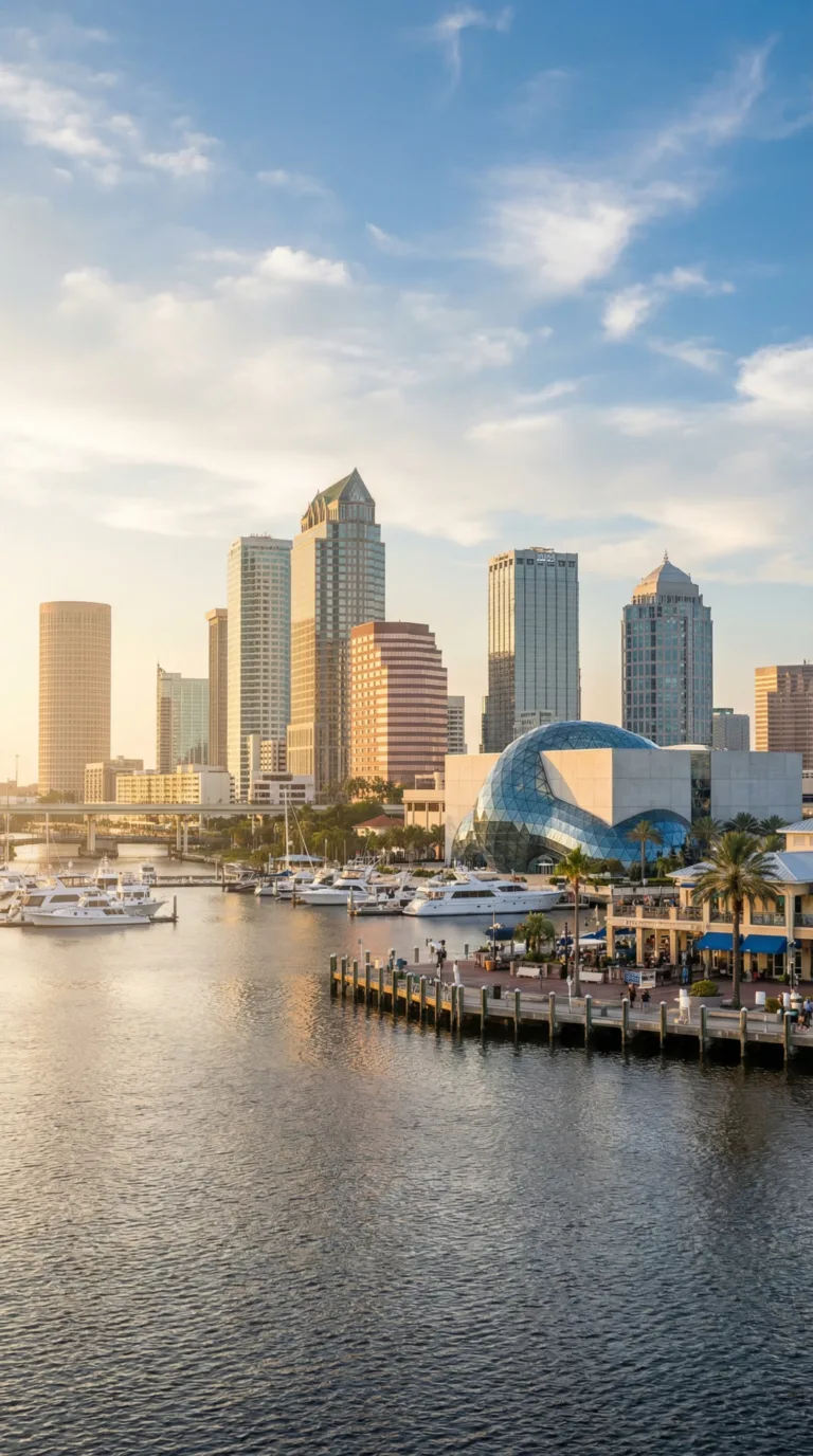 St. Petersburg Florida waterfront skyline and Salvador Dali Museum from the bay