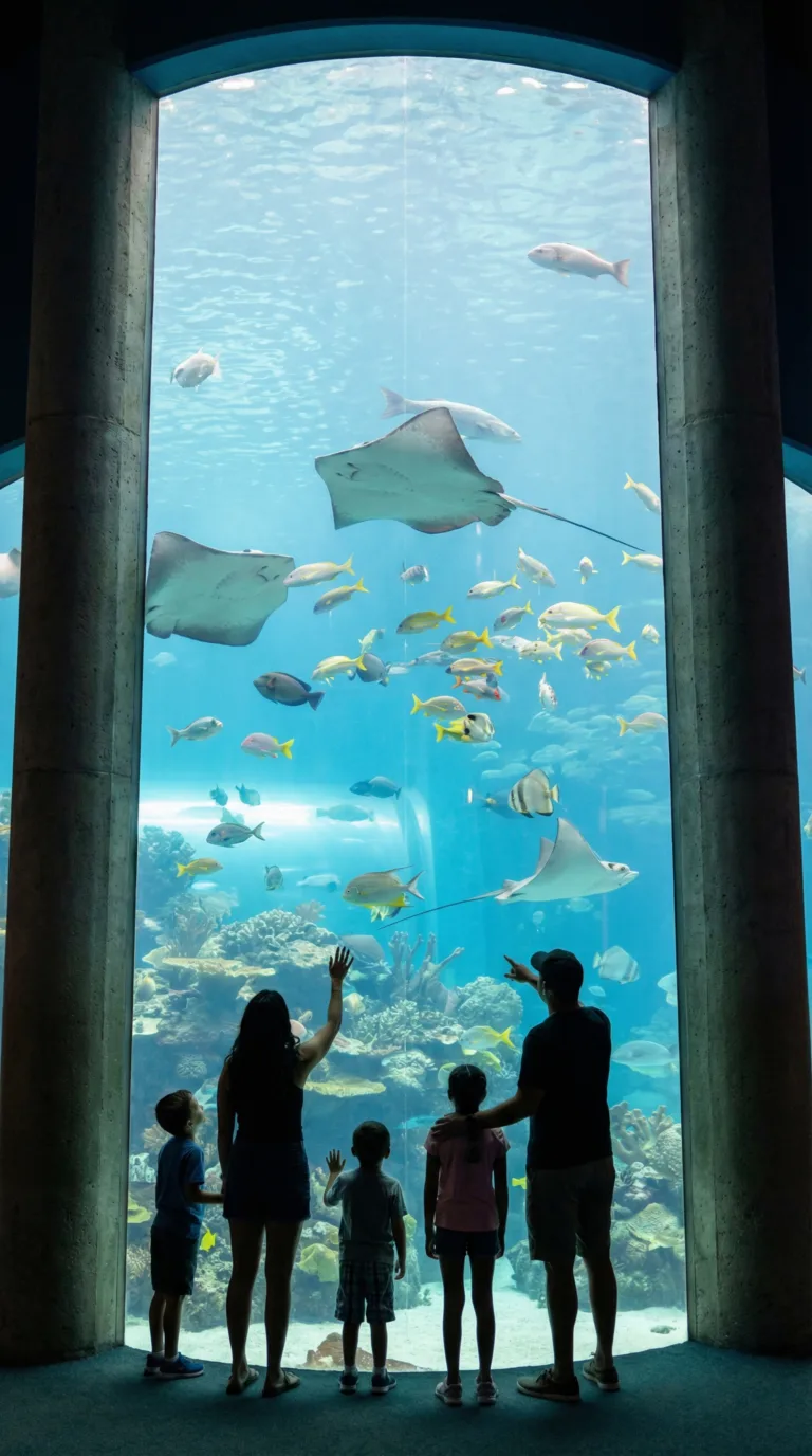 Texas State Aquarium viewing tank with tropical fish and marine life