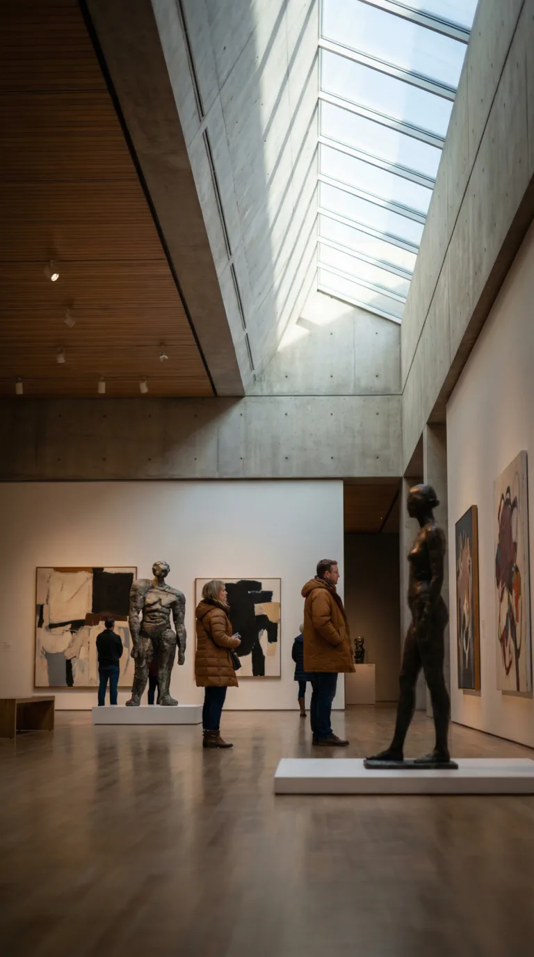 Visitors exploring contemporary art galleries inside Dallas Museum of Art