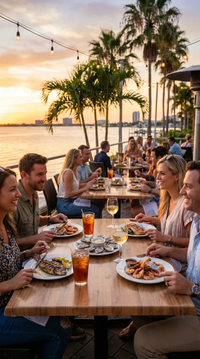 Waterfront seafood dining with Tampa Bay views in St. Petersburg Florida