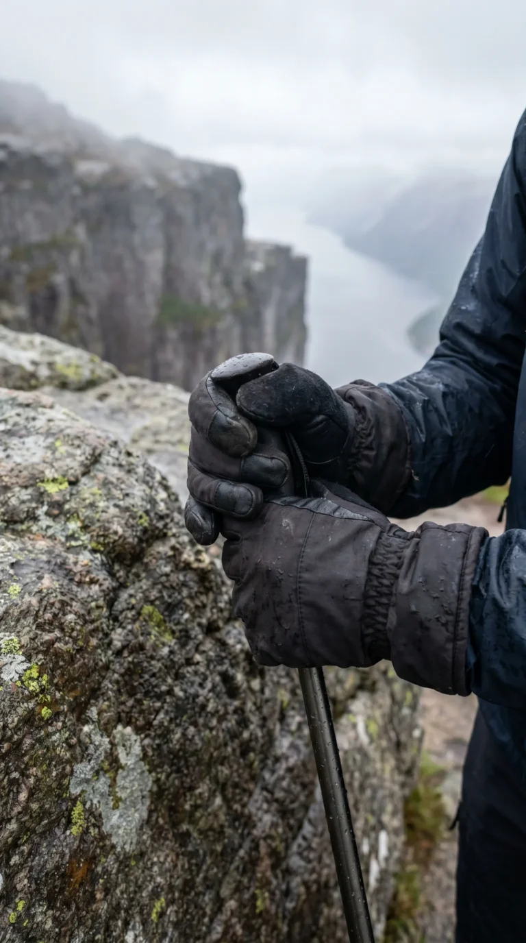 Gloves for Wind and Wet Granite for Pulpit Rock Norway: Hike From Stavanger