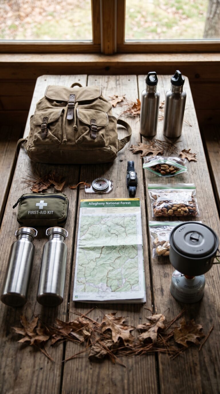 Essential gear and supplies for visiting Allegheny National Forest Pennsylvania