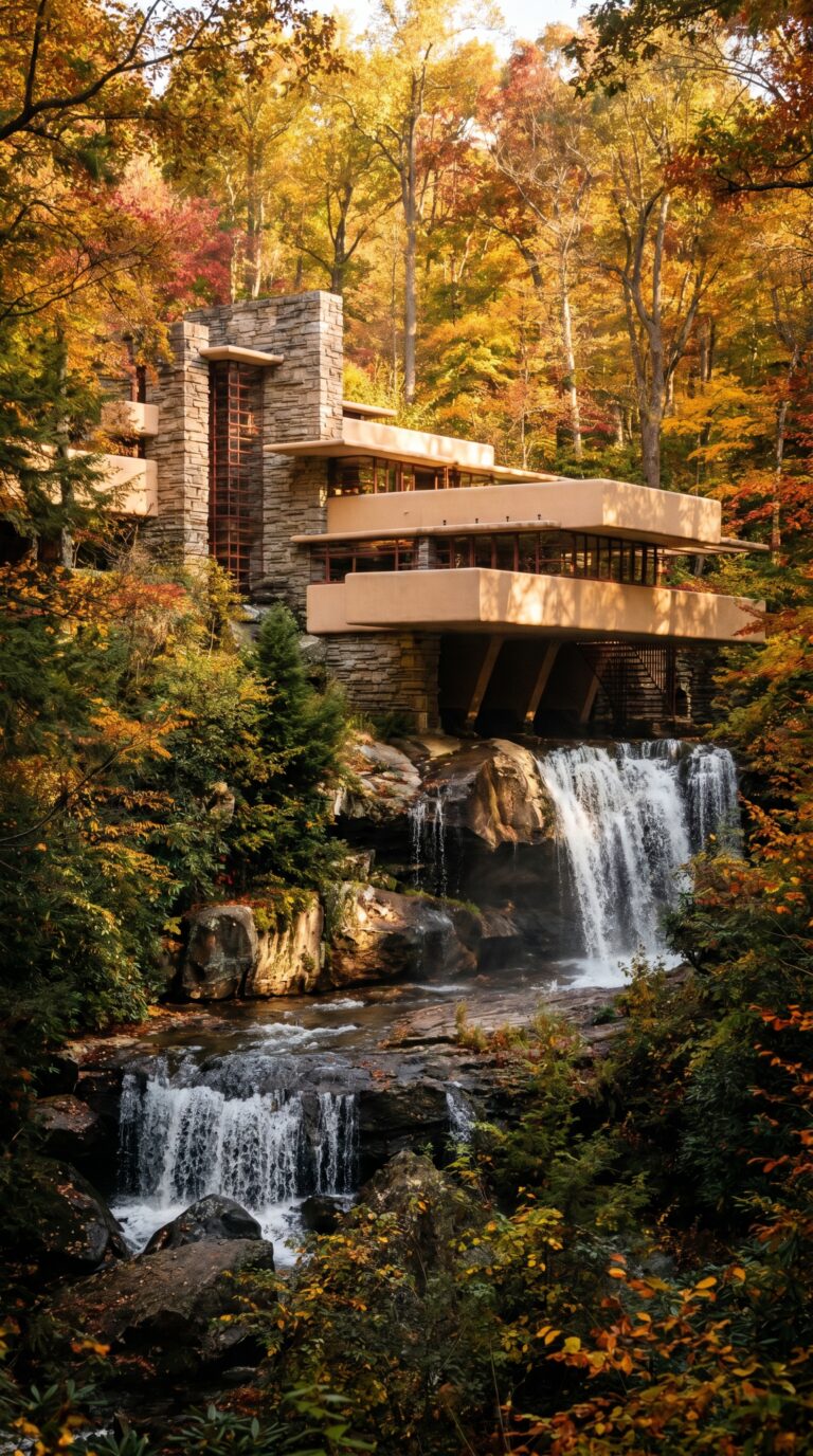 Fallingwater house by Frank Lloyd Wright near Ohiopyle Pennsylvania