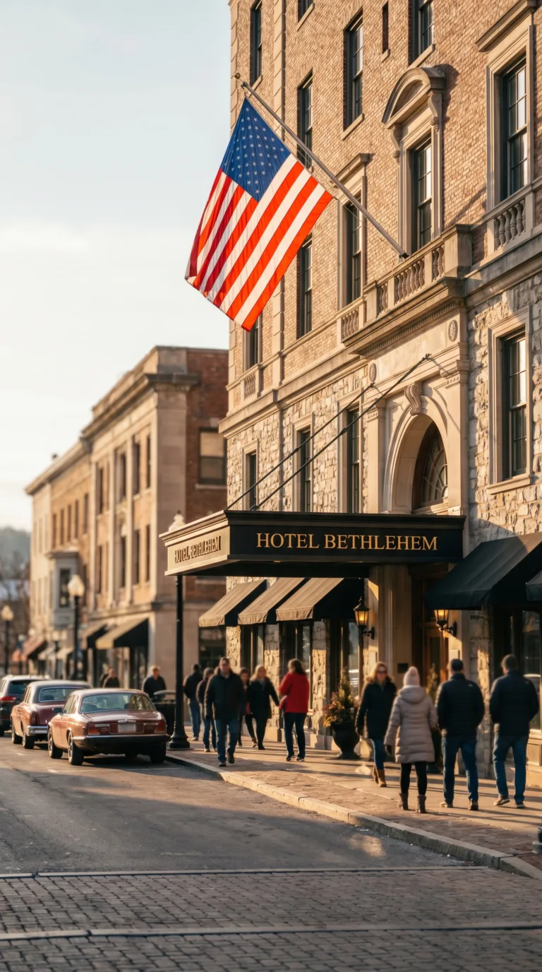 Historic Hotel Bethlehem Pennsylvania exterior with colonial architecture