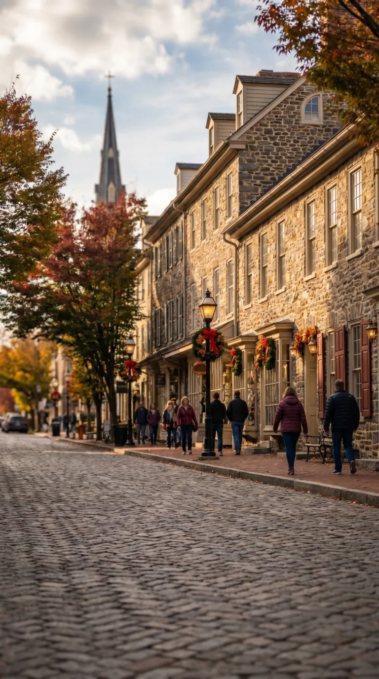 Historic Moravian buildings in downtown Bethlehem Pennsylvania