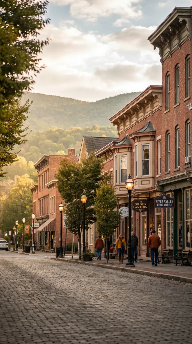 Historic Victorian town street near the Pocono Mountains in Pennsylvania