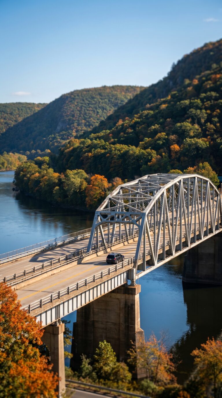 Interstate 80 bridge crossing Delaware River at Delaware Water Gap between Pennsylvania and New Jersey